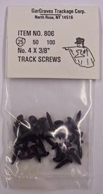 Track Screws, #4 x 3/8" Phillips Pan Head Black
