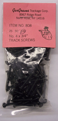 GarGraves808-1 Track Screws, #4 x 3/4" Phillips Pan Head Black